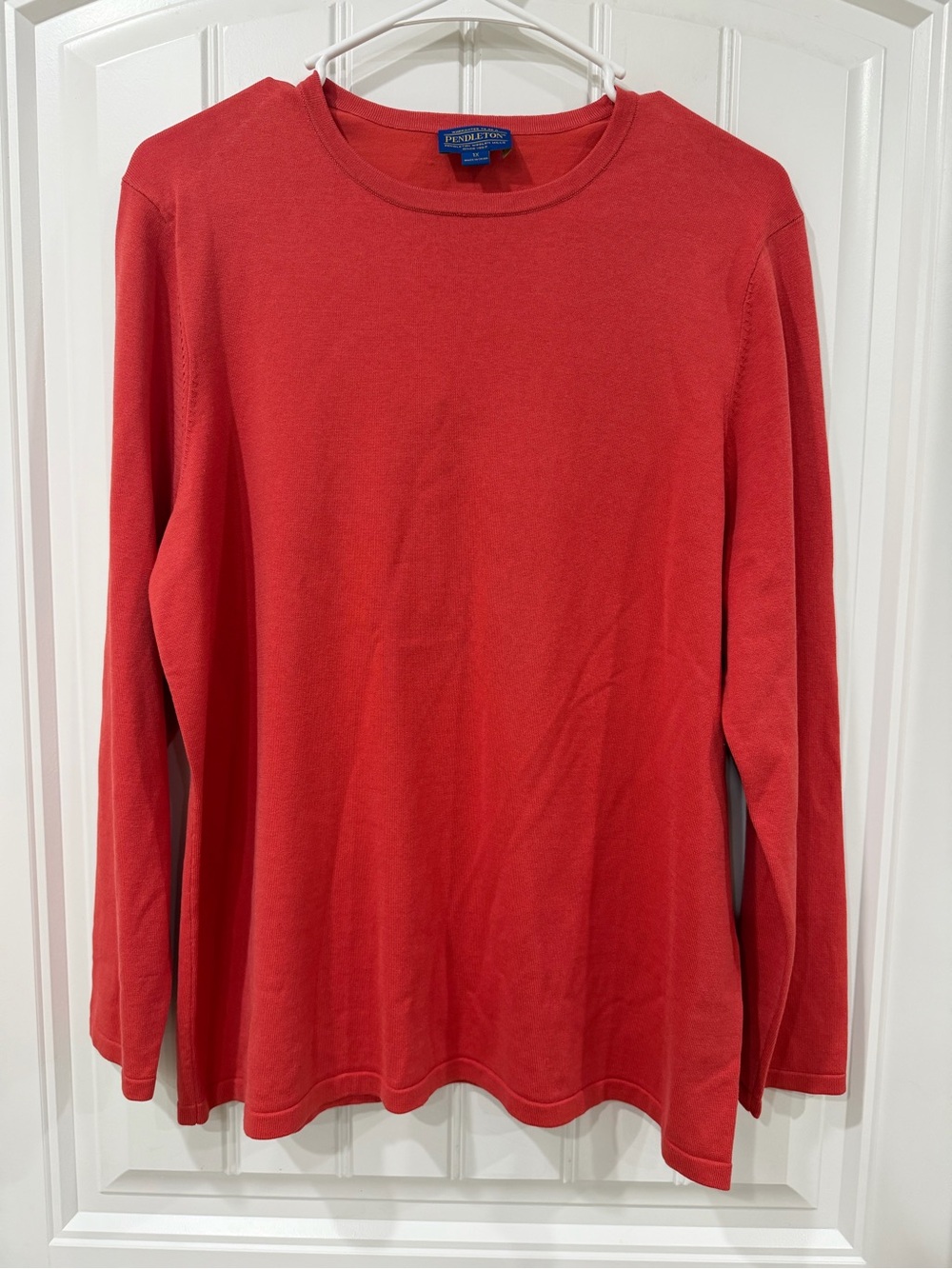 Pendleton Coral Red Crewneck Sweater Silk Blend